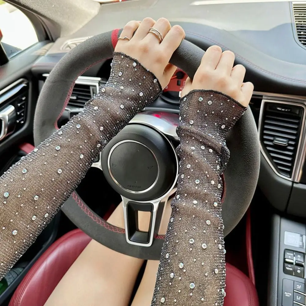 Mesh Crystal Arm Sleeves Trendy Breathable Sun Protection Ice Silk Sleeve Hand Sleeves Long Sleeves Summer Arm Sleeves Summer