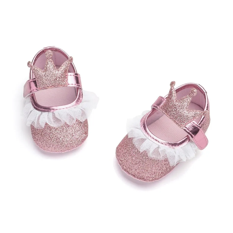 Baby Prewalker Kids Birthday Spring Hook and Loop First Walker Girl PU Leather Soft Sole Glitter Slipper Newborn Mary Jane Flats