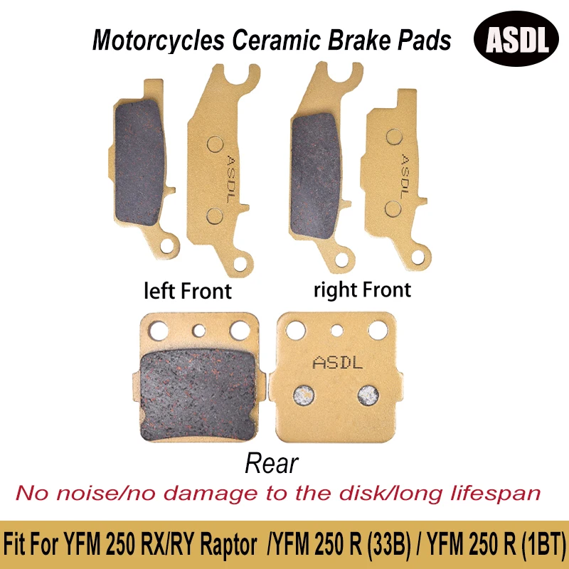 Pastillas de freno delanteras y traseras para motocicleta, para YAMAHA YFM 250 RX/RY Raptor 2008-2009 YFM 250 R (33B) 2009-2011 YFM 250 R (1BT) 2012-2013