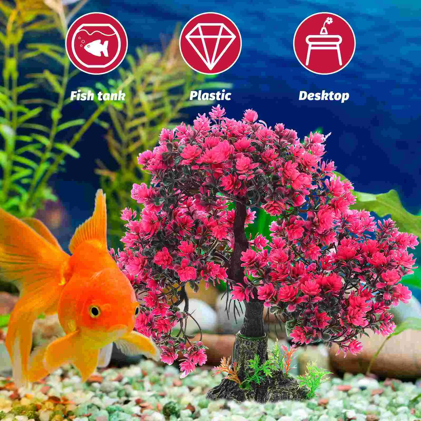 Fish Tank Cherry Blossom Tree Unique Tanks Landscaping Lightark Aquarium Decor Simulation Resin Artificial Red