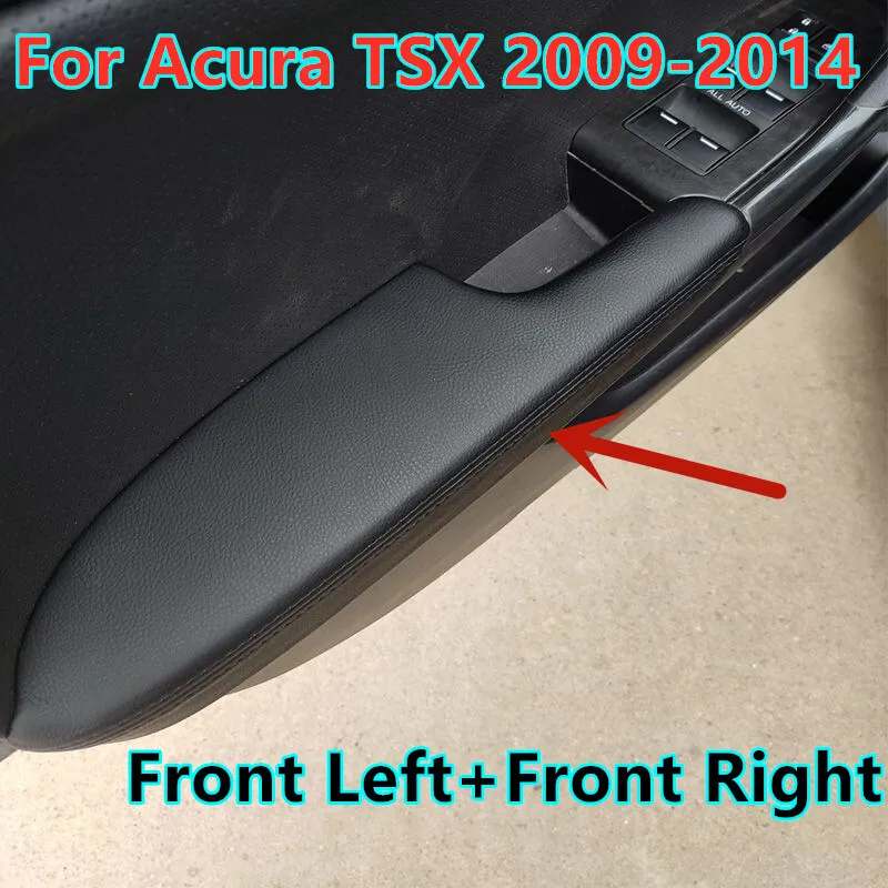 For Acura TSX 2009-2014 Black Leather Front Door Panels Armrest Cover 2Pcs