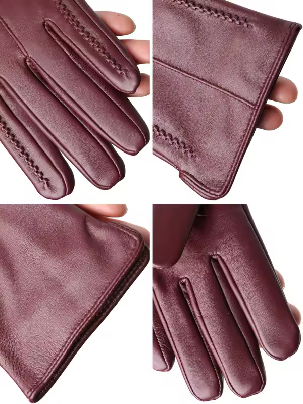 Women's sheepskin gloves winter warm plus velvet short thin touch screen driving color women's leather gloves good quality -2226 - Image 3