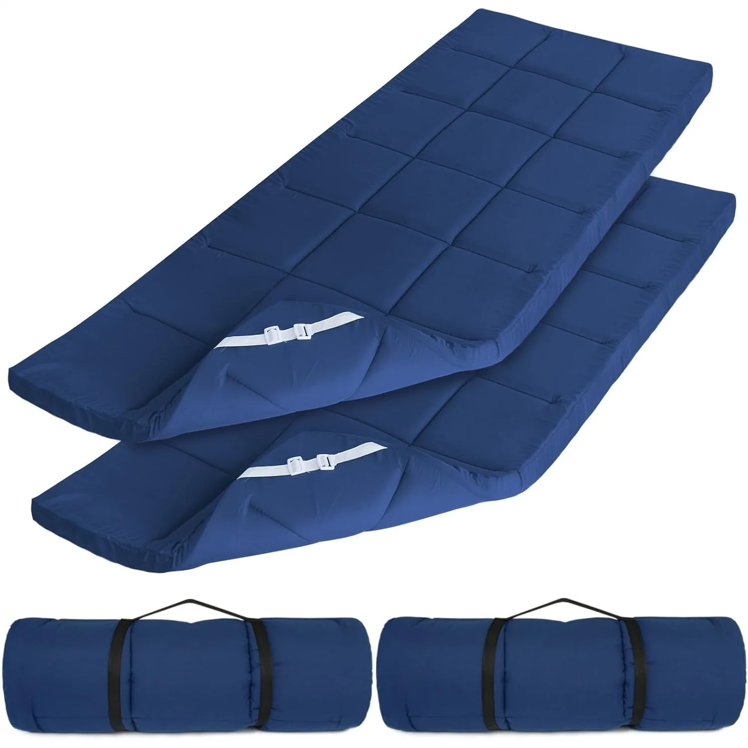

Cot Mattress Topper 2 Inch Thick, Foam Quilted Pad for Camping, Soft Sleeping Pad 75x30 for Cot RV Bunk Narrow Twin, Navy