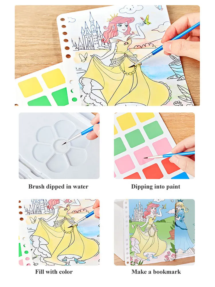 DIY Painting Sticker Craft Toys Kid Art Girls Poking Princess Handmade Educational Magical Children Gifts