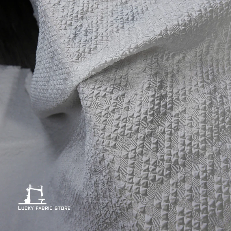 Grey Reversible Country Fan Shaped Three-Dimensional Texture Jacquard Fabric Suit Dress Creative Clothing Designer Fabric