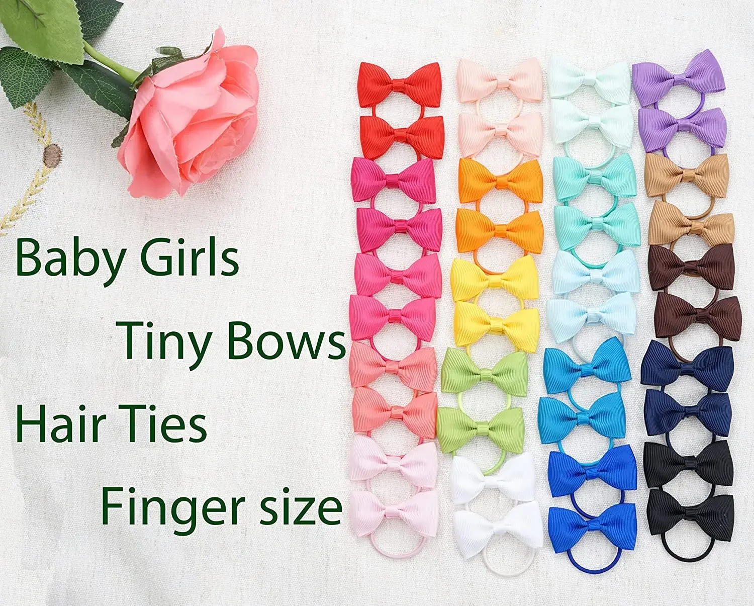 20/40Pieces 2 Inch Baby Girls Hair Bows Elastic Ties Grosgrain Ribbon Bow With Rubber Band Ponytail Holders Hair Accessories