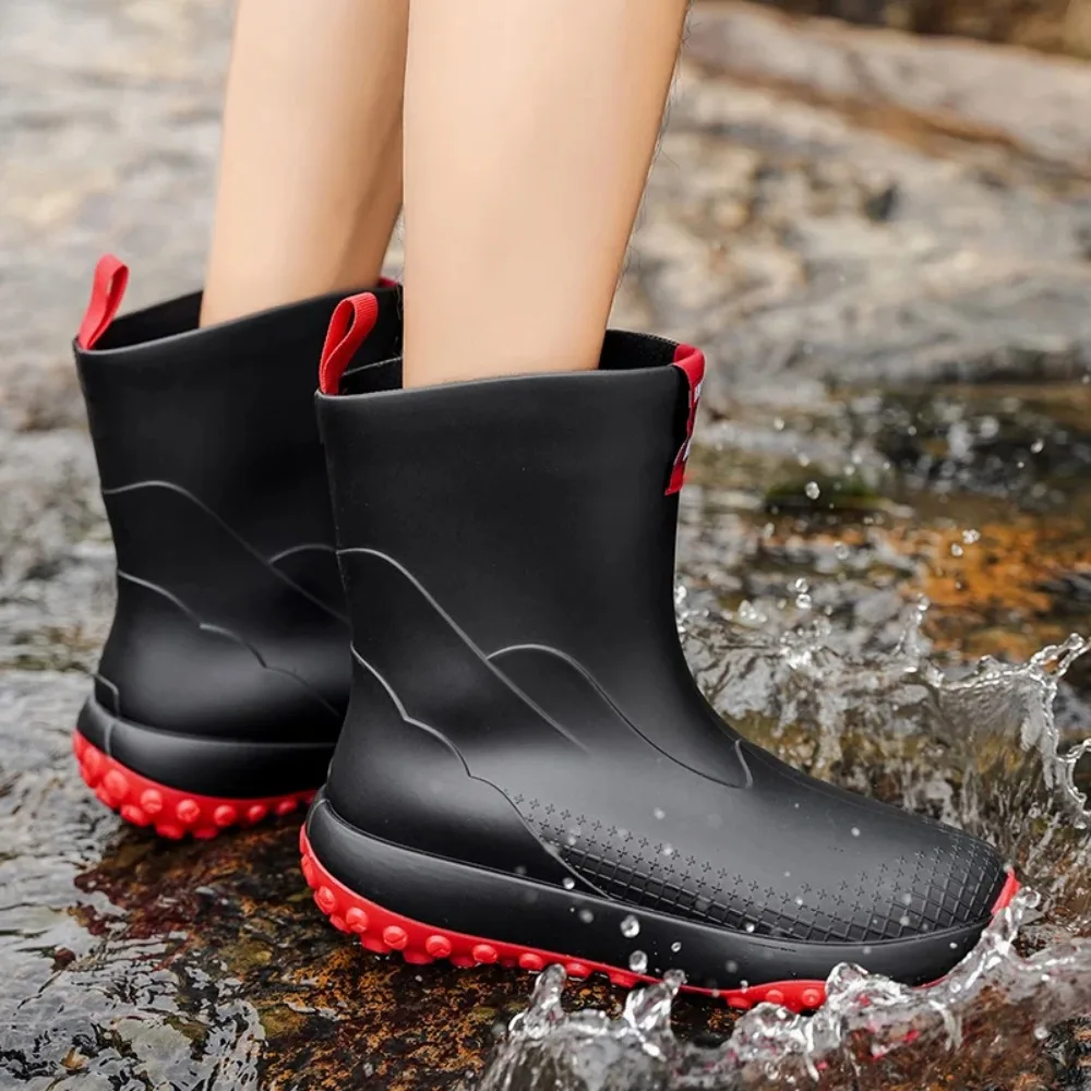2026 الرجال مقاوم للماء منتصف العجل احذية المطر المضادة للانزلاق الصيد حديقة Wellies منصة في الهواء الطلق أصابع واسعة الكبار الشيف المطبخ أحذية رجالي