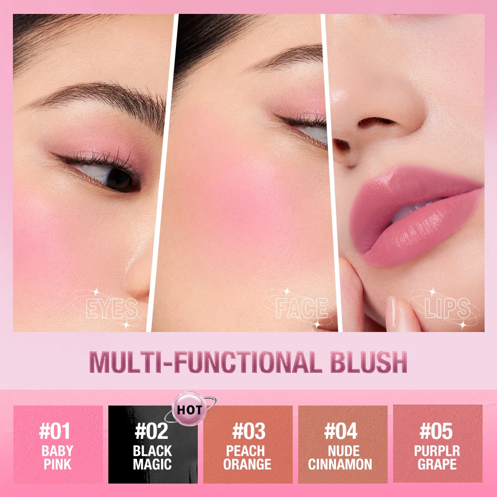 BANXEER 3 em 1 rosto blush creme multi-uso 5 cores em constante mudança fosco shimmer à prova dwaterproof água de longa duração blush maquiagem