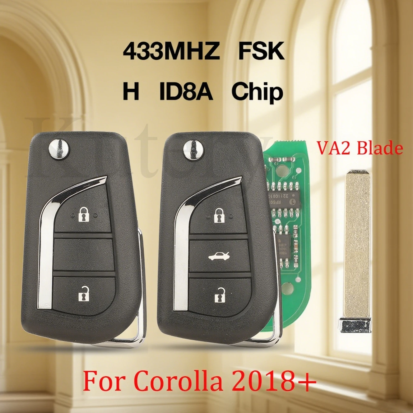 

Пульт дистанционного управления Jingyuqin 433 МГц FSK с чипом H ID8A, складной автомобильный ключ для Toyota Corolla RAV4 Levin 2018+ с управлением VA2 Auto Key Control