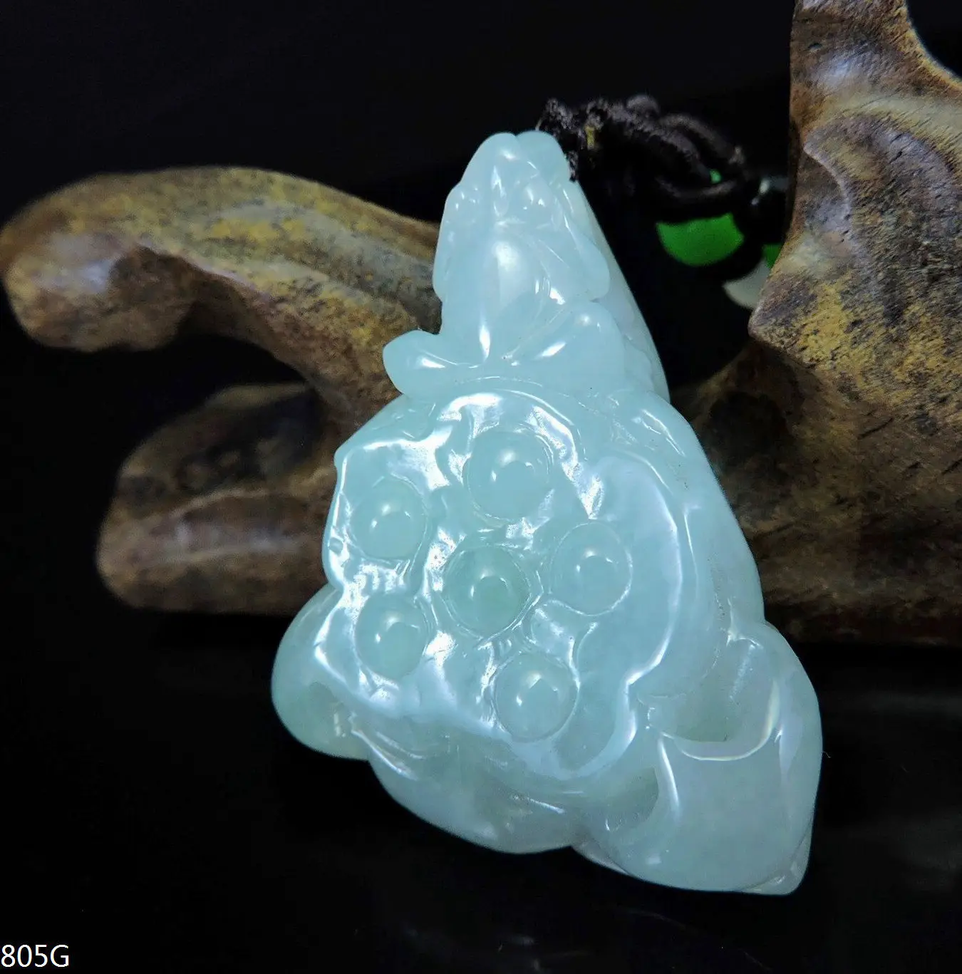 

Jade Jewelry Certified Natural Grade A Jadeite Pendant Hand-Carved frog&lotus flower Jade Necklace G805
