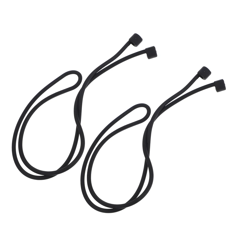 

2 PCS Replace Headphone Anti-lost Rope Work Wired Earbuds Earphones Silica Gel Silicone Lanyard