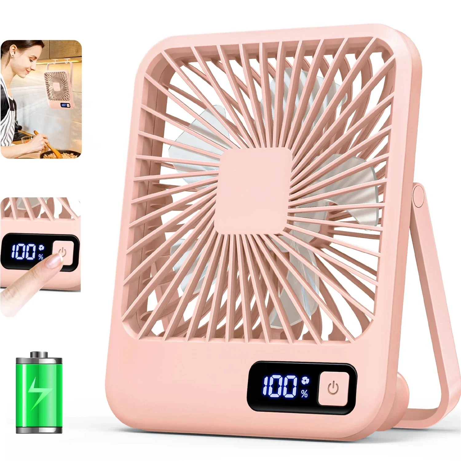 

Desk Fan Portable USB 2000mah Rechargeable 180° Folding Personal Fan With Power Display 5 Speeds Powerful Wind Quiet Fan