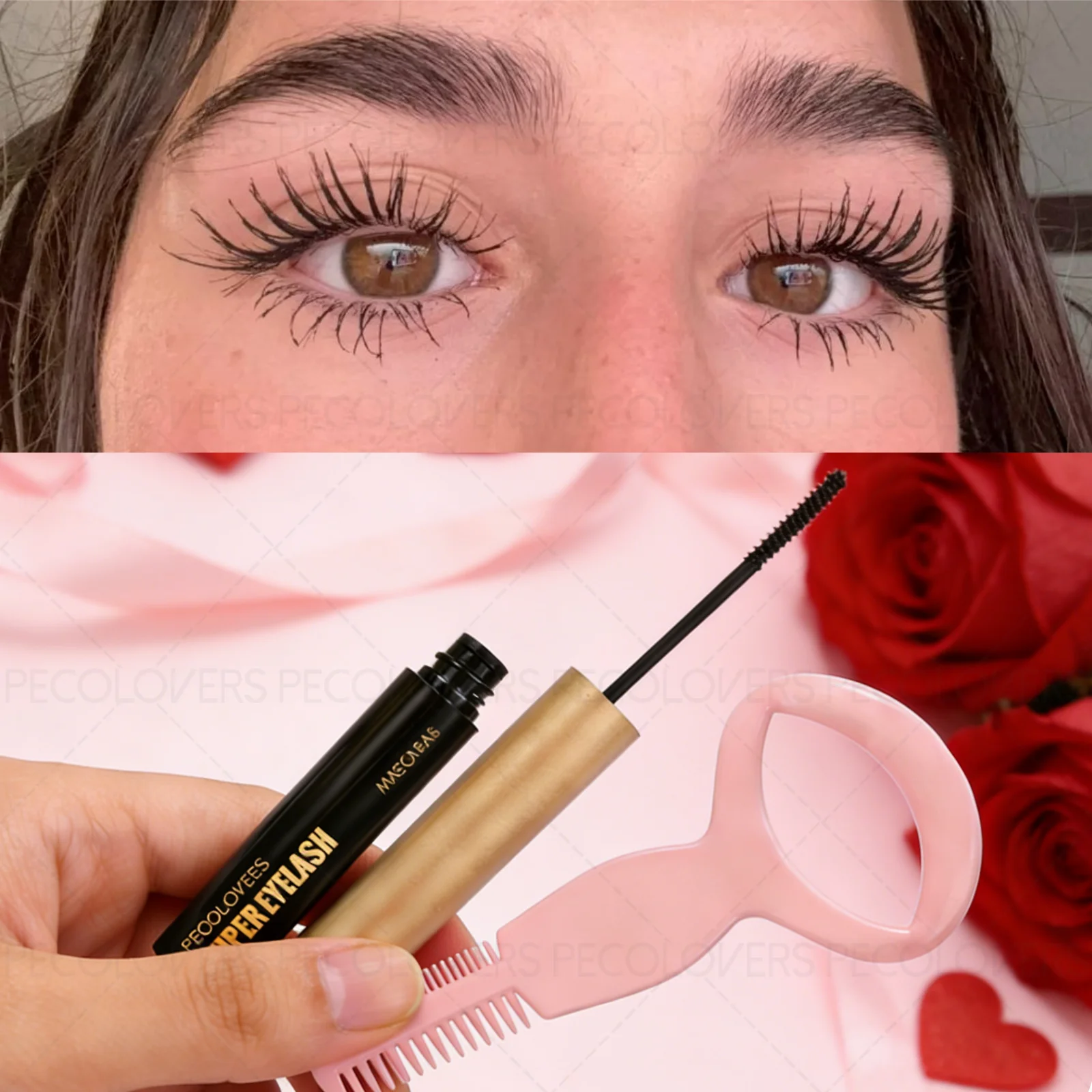 2-teiliges schwarzes Mascara-Set – wasserfest, kombiniert mit einem Wimpernapplikator mit Kamm, um die Wimpern länger und fester zu machen