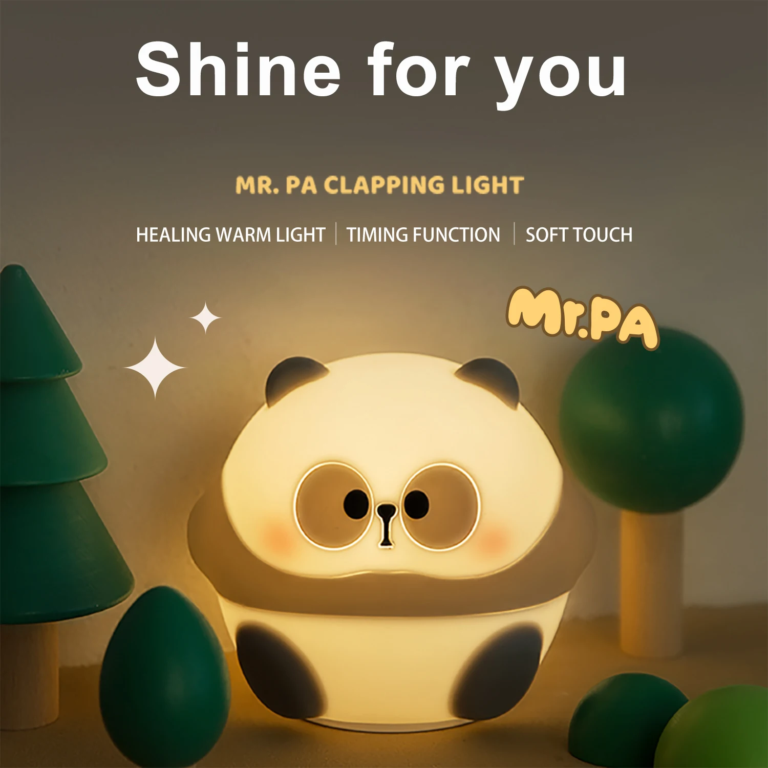 Cute Panda LED Night Lights Cartoon Animals Silicone Lamp Timing Sleeping Lamp USB Rechargeable Bedroom Decoration For Kid Gift