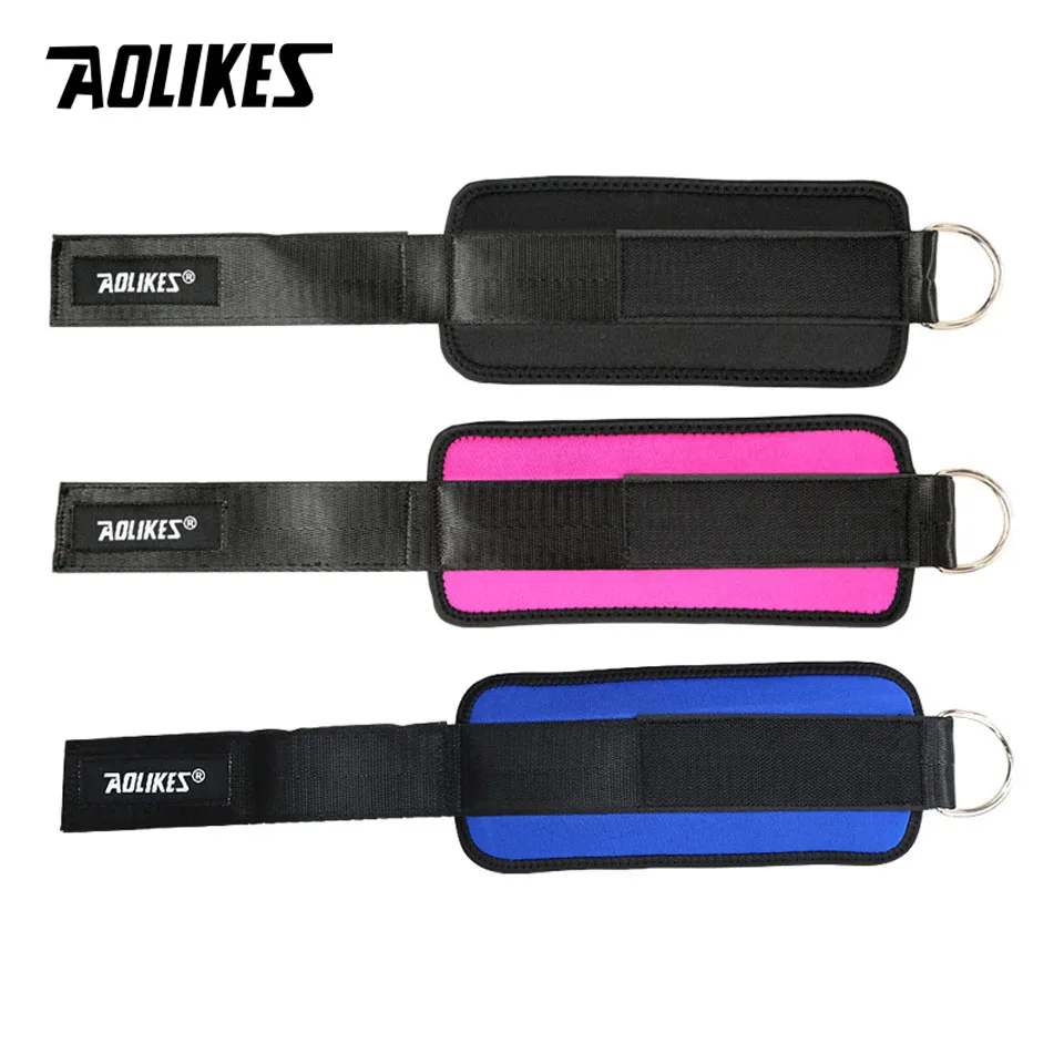 AOLIKES 1PCS Cable Ankle Straps For Cable Machines Leg Exercises Double D-Ring Ankle Cuffs For Gym Workouts Glutes Legs Strength