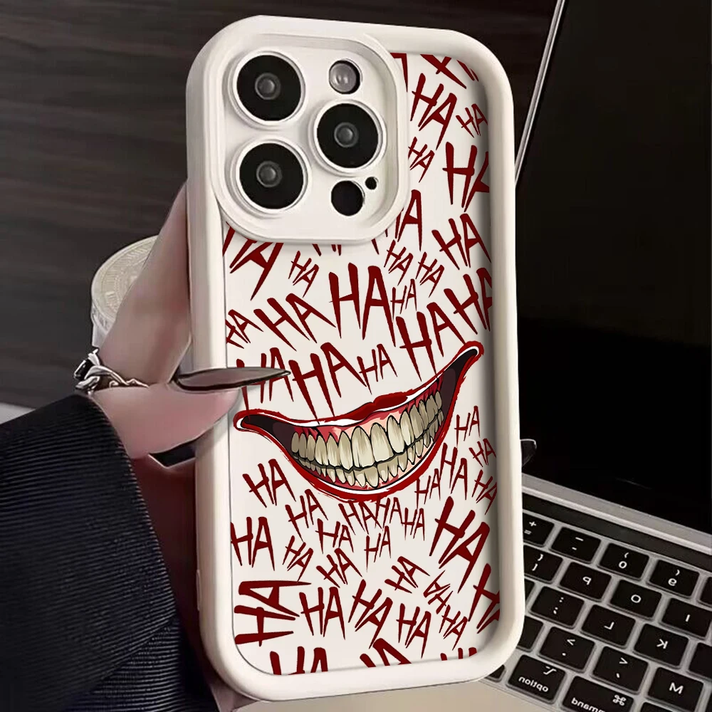 Clown Buffoon Pattern J-JokerS Phone Case for Samsung S24 S23 S22 Note FE Plus Ultra 5G Soft Silicone TPU Cover With Hand Strap