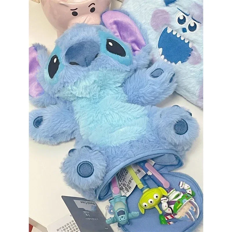 New Disney Stitch Pencil Case Cartoon Plush Doll Pen Container Girl&Child Toys Fashion Learning Stationery Pouch Holiday Gifts