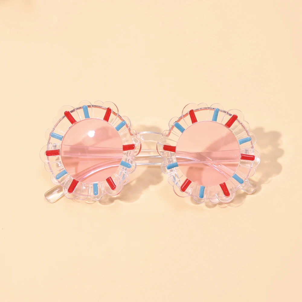 Gafas de sol de protección solar para niños y niñas, lentes de sol con diseño de flores acrílicas, estilo clásico, UV400