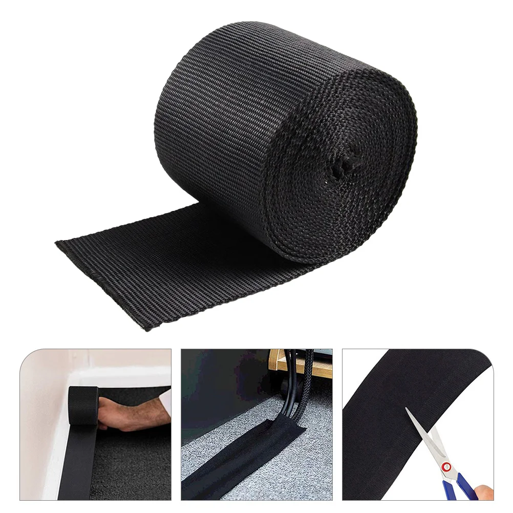 

Cord Protector Floor Carpet Wire Cover Black Rug Electrical Covers for The Line Polyester