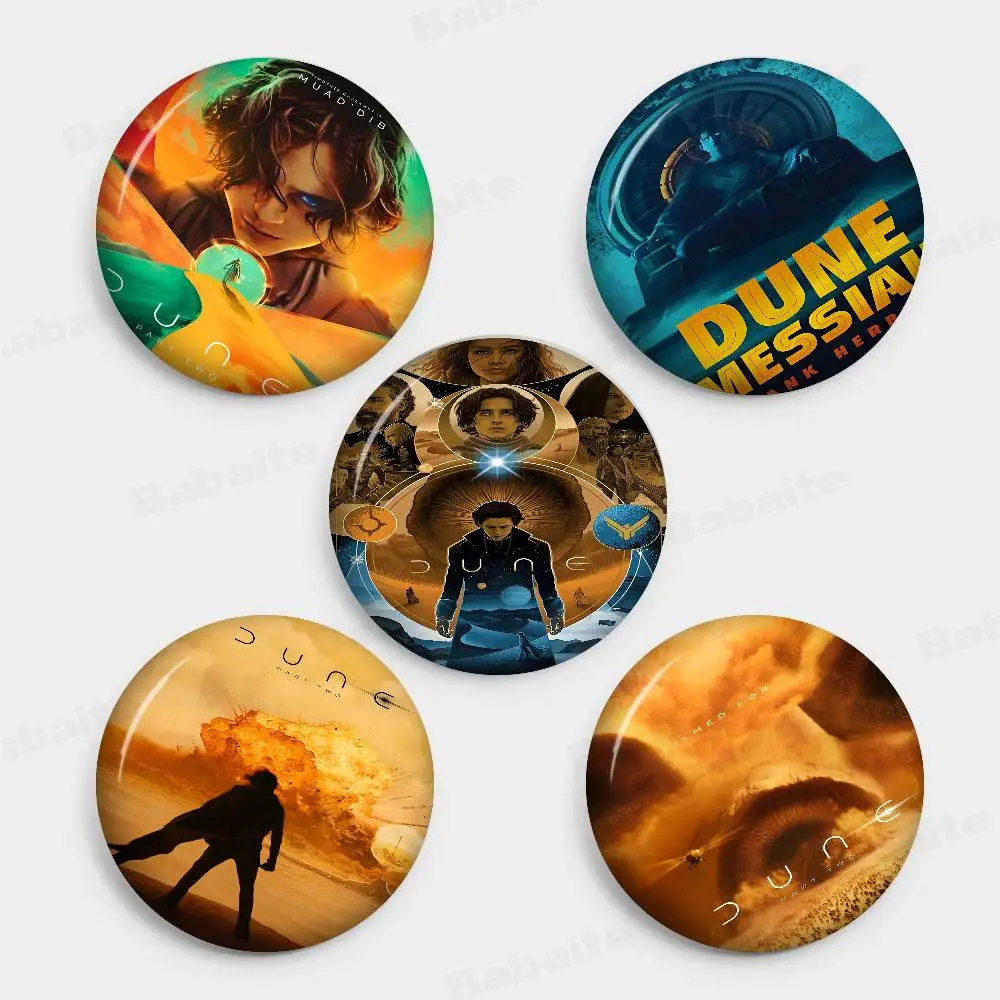 Dune Part 2 2024 Sci-fi Movie Tinplate Pin Button Custom Anime Role Old-school Brooch Cartoon Collar Badge Jewelry Gift Fans