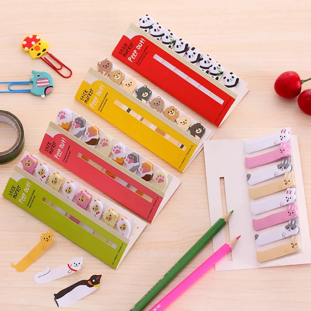 Kawaii Planner Stickers Cartoon Dieren Papieren Stickers Scrapbooking Memo Pad Bladwijzers Kat Panda Plakbriefjes Kantoorbenodigdheden