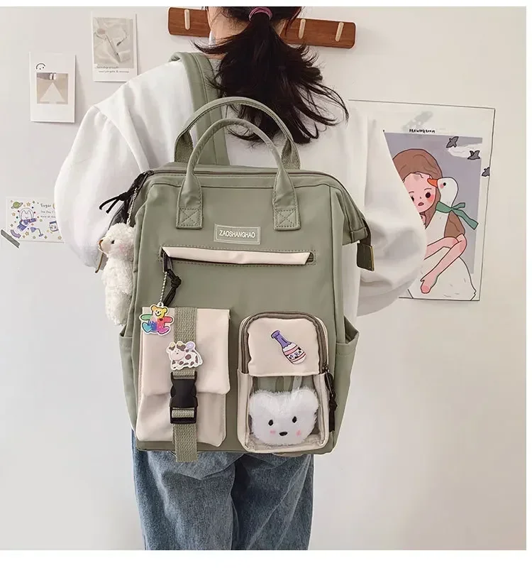 2025 Backpack Women Candy Color Laptop Backpacks Cute Kawaii High School Bags for Teenage Girl Japanese Travel Camping backpacks