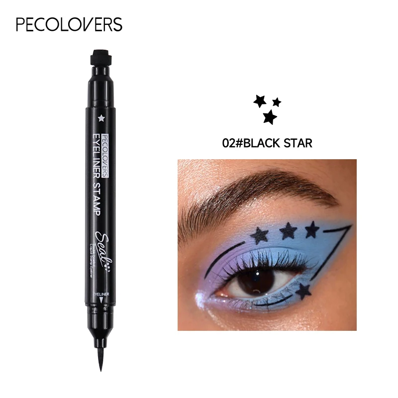 Star Liquid Eyeliner Black Moon Stamp Eyeliner-Stift, 2-in-1, wasserfest, langlebig, einfach anzubringen, Eyeliner-Stift, Make-up