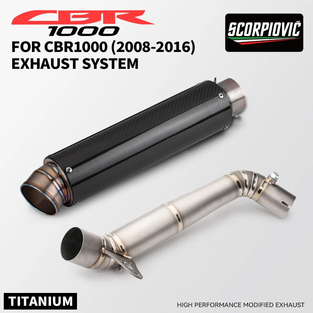 

CBR1000 Motorcycle Exhaust Muffler Carbon Fiber Exhaust Titanium Pipe For CBR1000RR 2008 - 2016 Slip on