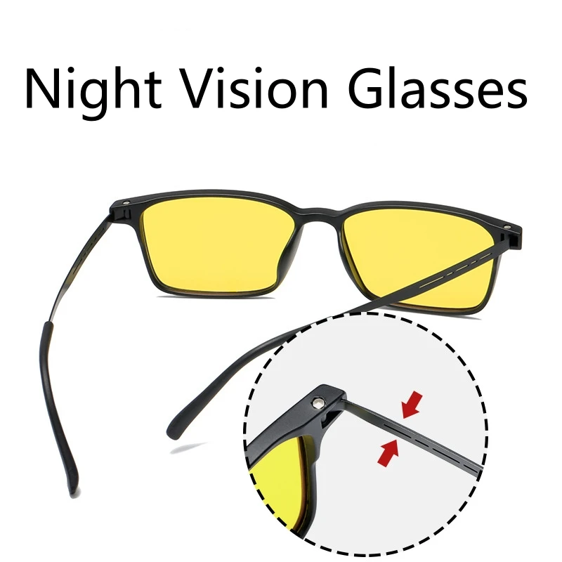 Men Women's Square Night Vision Glasses Fashion Outdoor Anti-blue Ray Optical Spectacle Eyeglasses Unisex UV400 Plain Glasses