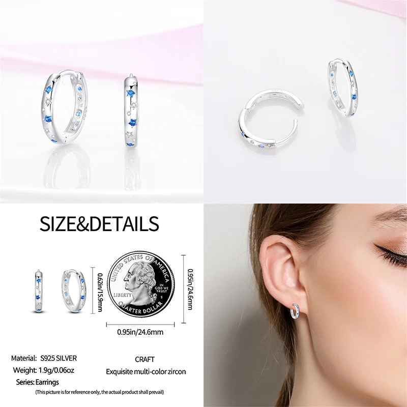 Real 925 Sterling Silver Rose Gold Color Zircon Love-Heart Shape Star Earrings For Women Fine Luxury Anniversary Jewelry Gifts
