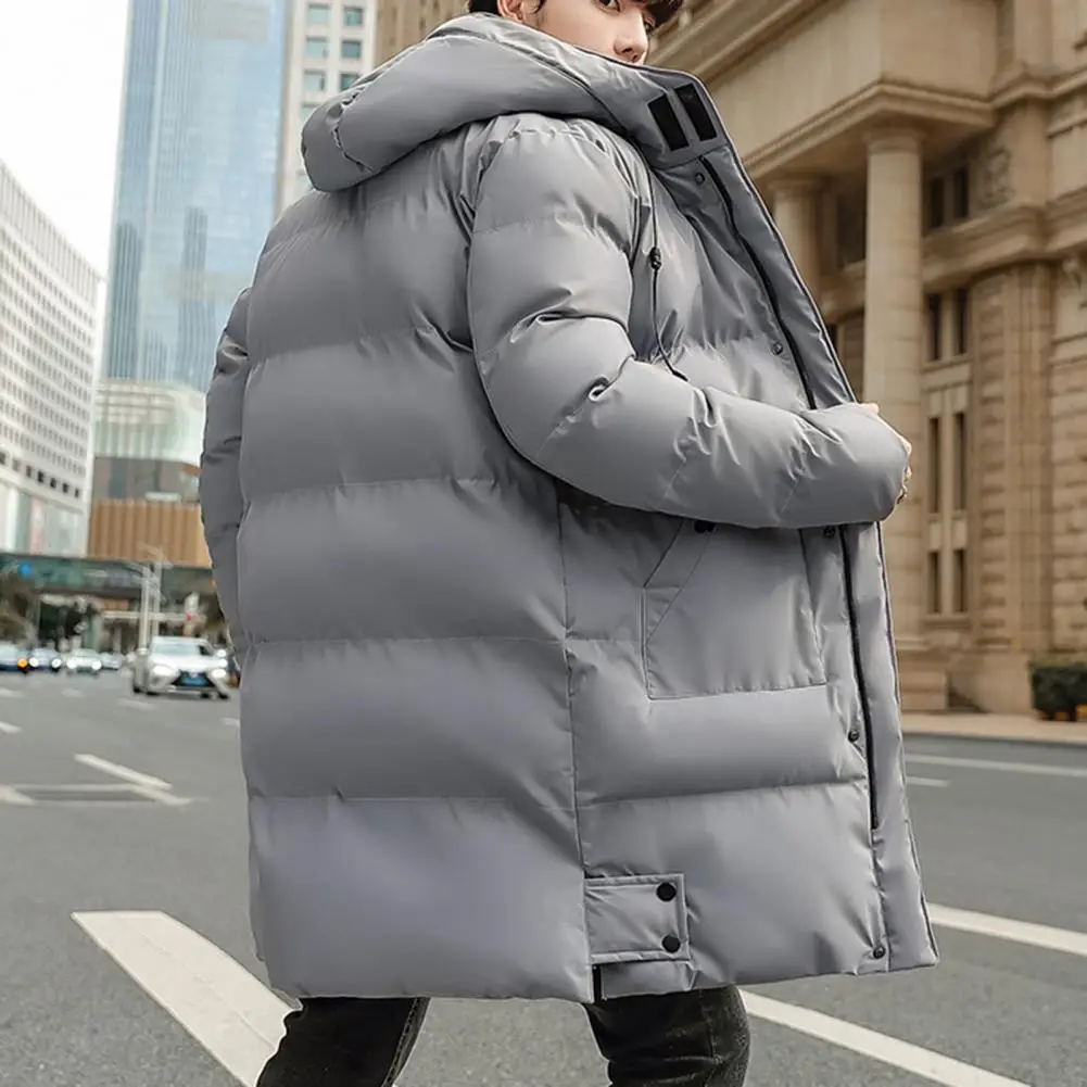 Inverno tendenza uomo con cappuccio bello piumino di media lunghezza con cappuccio Cardigan imbottito addensato tenere in caldo giacca invernale da uomo con cerniera