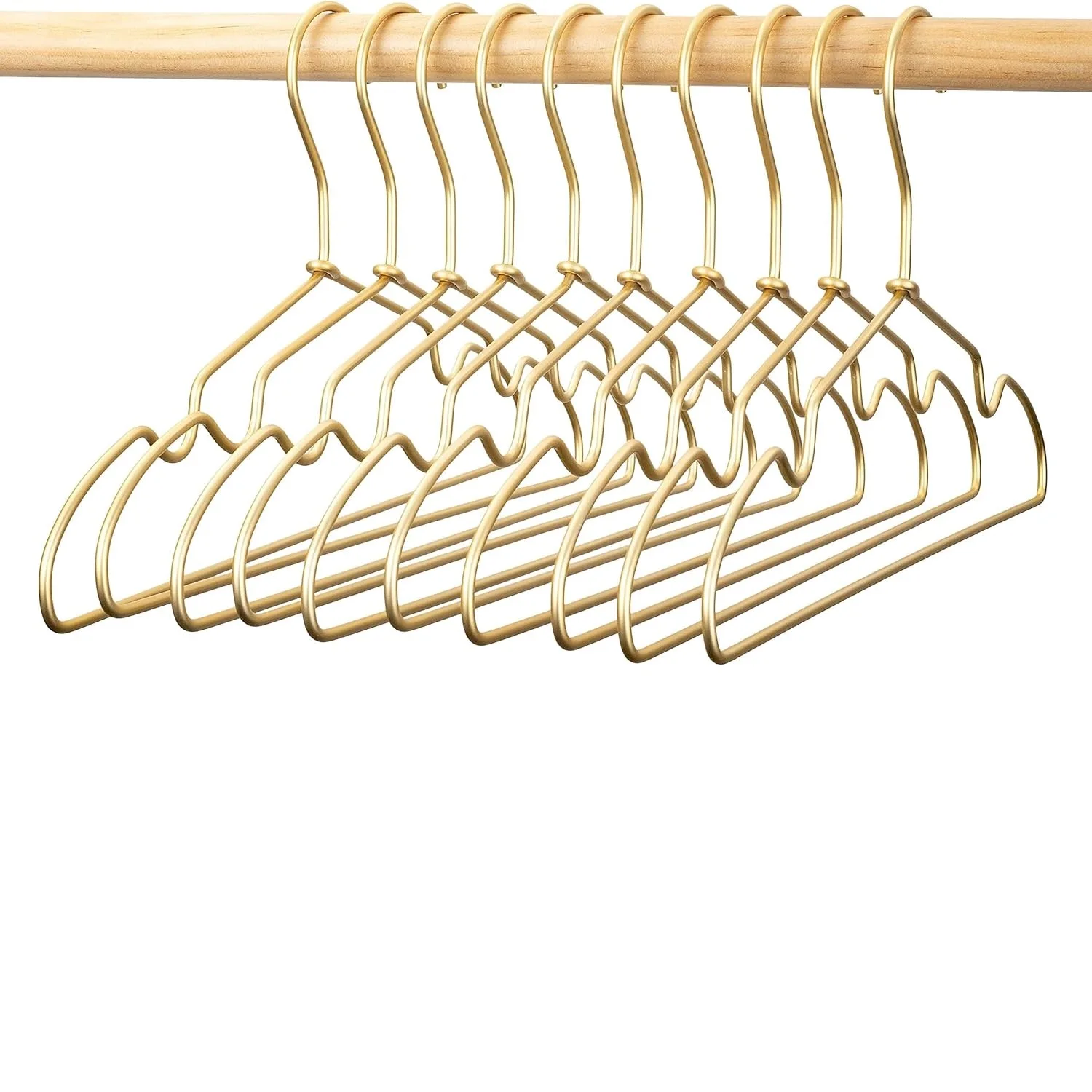 

100Pcs 12.6” Matte Gold Metal Kids Hangers Non Slip Suit for Coated Wire Children Clothes Hangers Closet Storage Retail Display