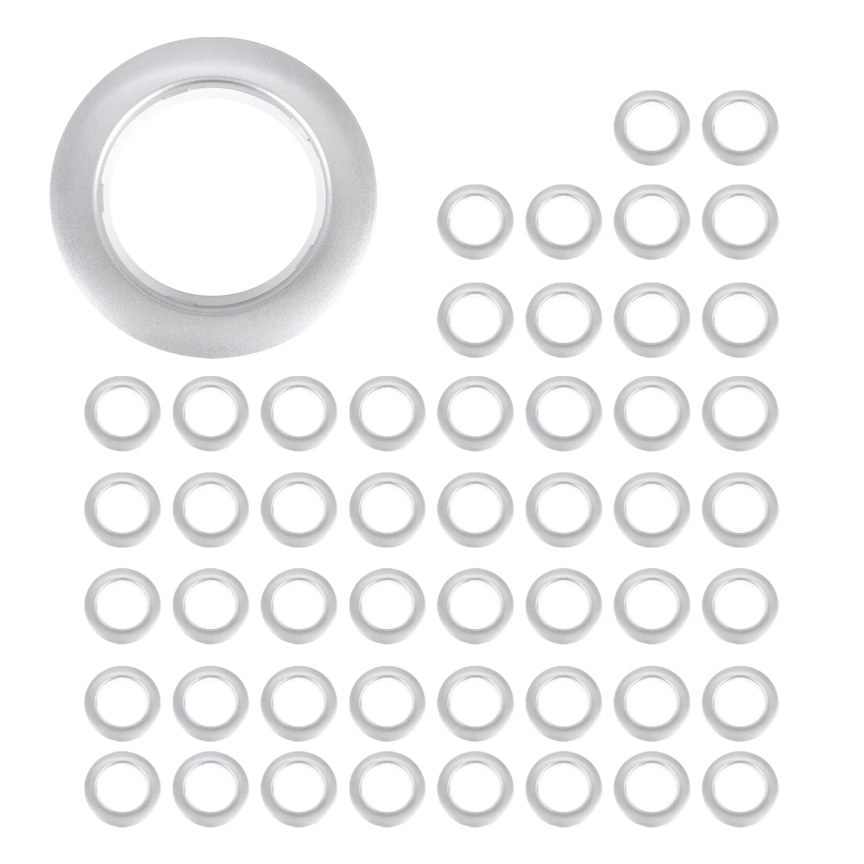 50 Pack Curtain Grommet, Inner Diameter 43mm Curtain Eyelet Rings Nanoscale Low Noise Roman Ring (Silver)