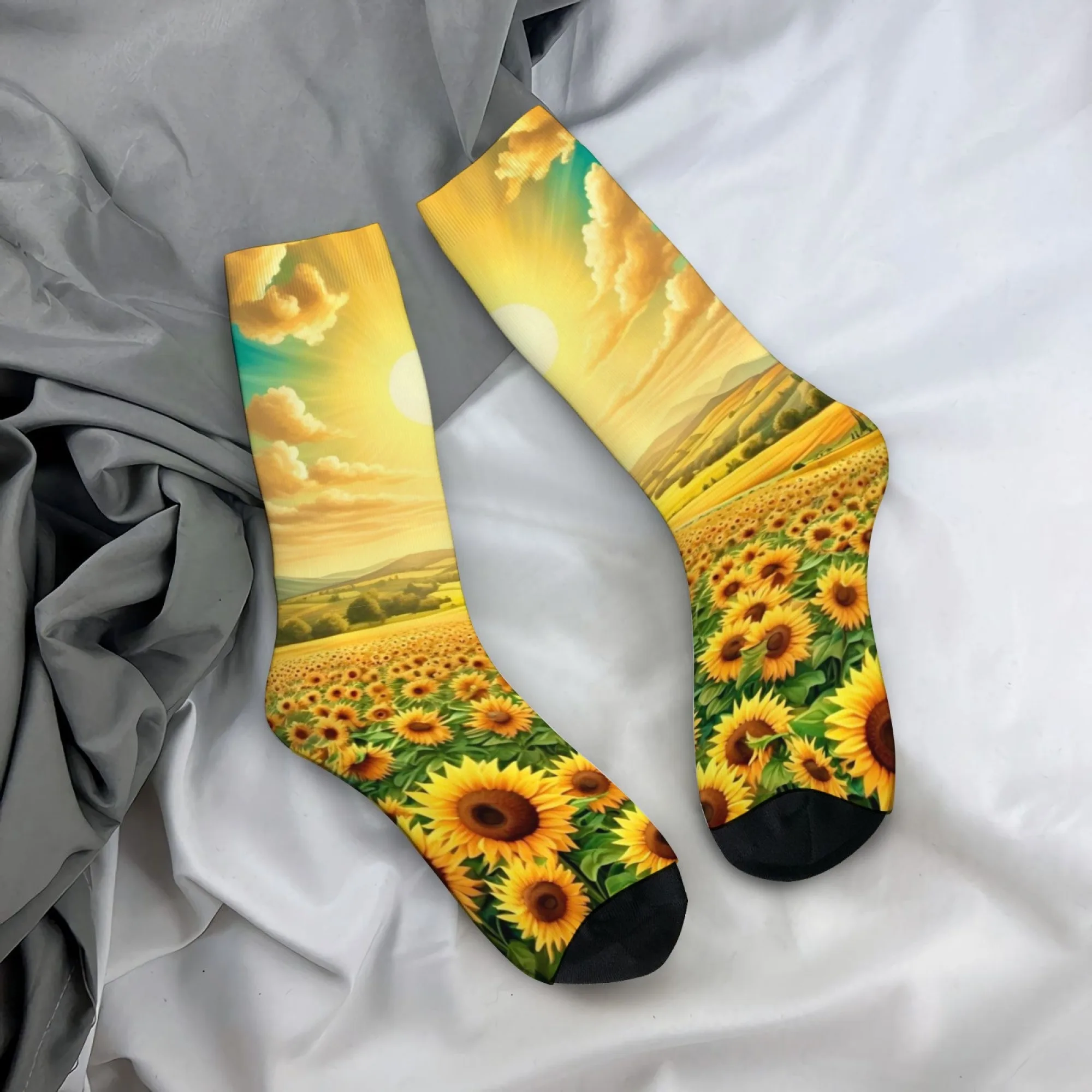 

Countryside Sunflower Men's Socks Breathable Anti-Slip Outdoor Cycling Sports Socks Novelty Funny Happy Crew Socks Party Gift