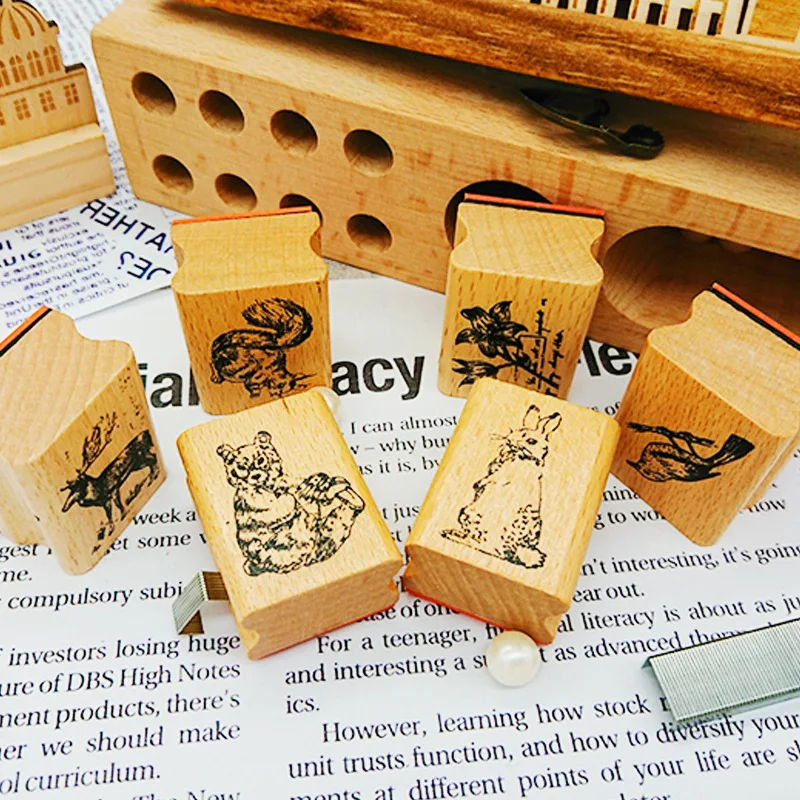 Cute Forest animals Rabbit Vintage decoration stamp wooden rubber stamps for scrapbooking stationery DIY craft standard stamp