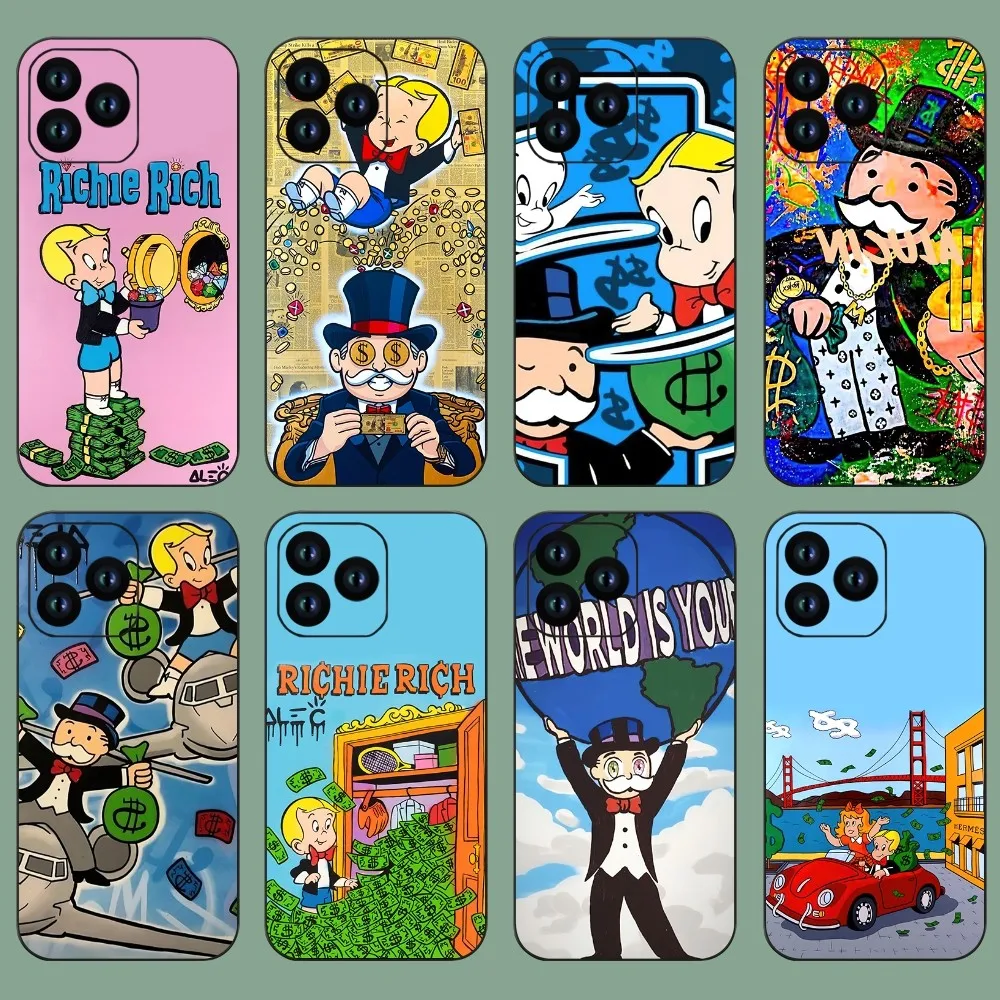 Cartoon Luxury Dollar Monopolys Phone Case For iPhone 11 12 13 14 15 Mini Pro XS Max X S Plus XR Shell