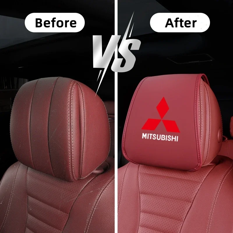 

Car Headrest Cover Seat Head Pillow Neck Covers For Mitsubishi Lancer Asx Outlander Colt Pajero L200 Galant Space Star Accessory