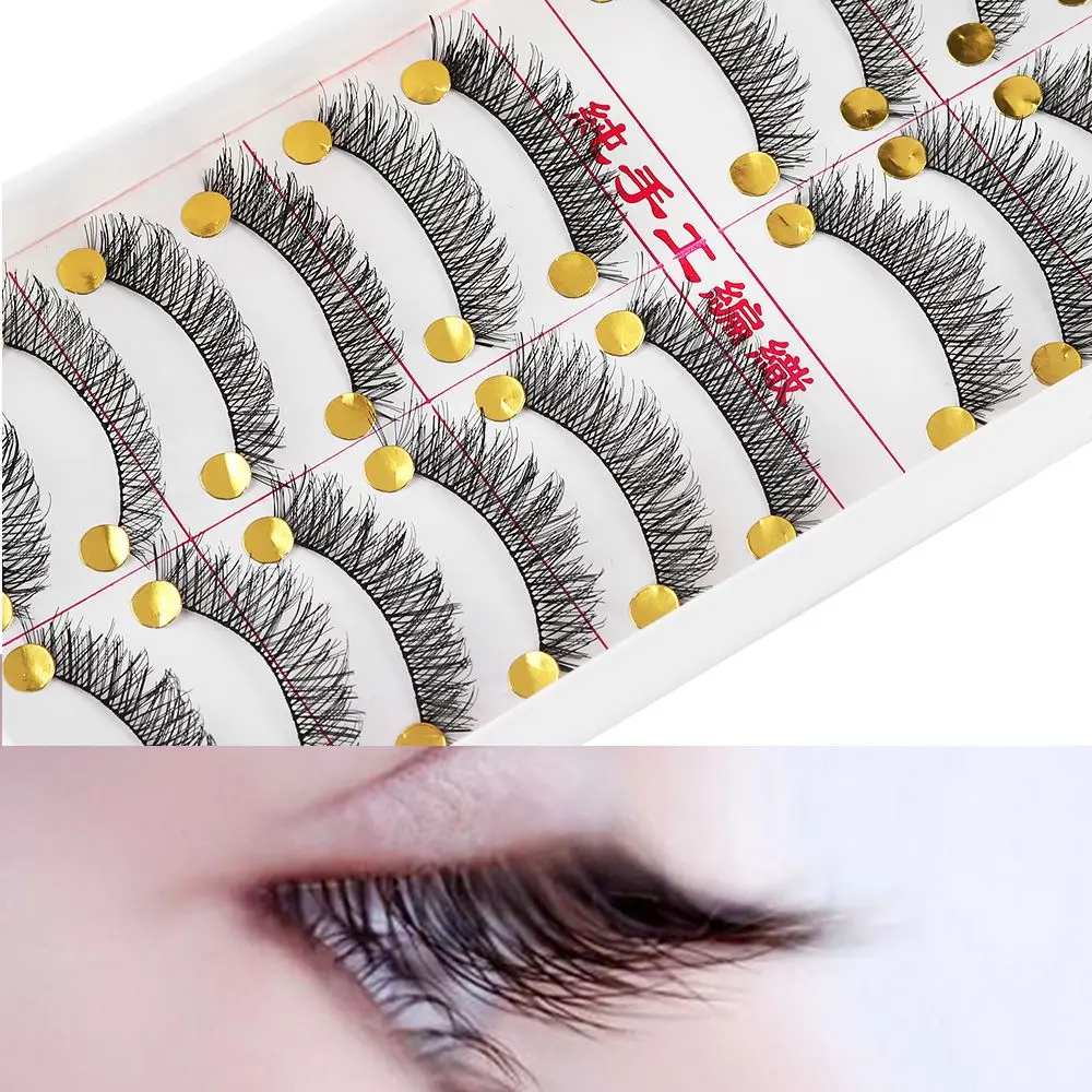 Faux cils noirs naturels, outil de maquillage, optique à la mode, 10 paires