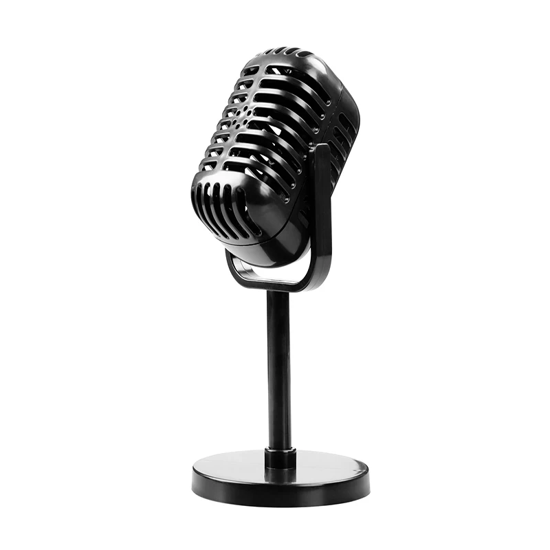 Simulation Props Mic Retro Dynamic Vocal Microphone Vintage Style Wireless Mini Mic Universal Stand Stage Performance Karaoke