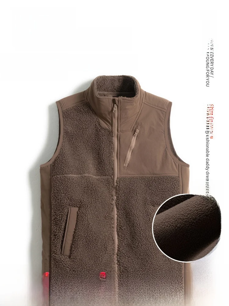 

Men's Fce Lined Thi Vest Loose Fit Winter Outerwear Svel Jaet for Older Men Comfortable Warm Sle Casual Faion