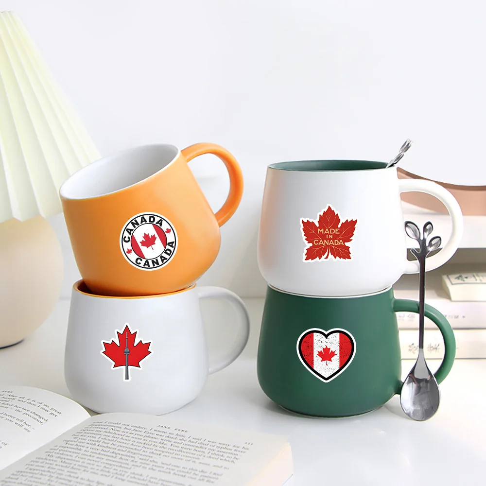 10/30/50 Pezzi Adesivi Creativi Canadesi Rossi alla Moda per Tazze, Telefoni, Computer, Notebook, Cancelleria, Valigie