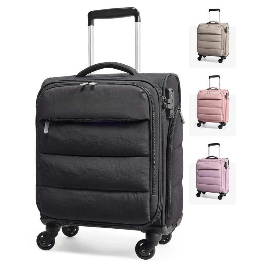 

Carry on Luggage with Wheels, Soft Small Travel Luggage with PVC Wet Dry Pockets, Lightweight Soft Personal Item Suitcase for Sh