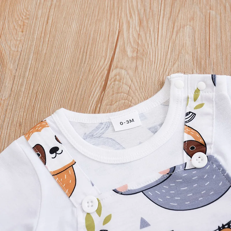 Summer Boys and Girls Cute Cartoon Sloth Comfortable Casual Short Sleeve Round Neck Baby Bodysuit