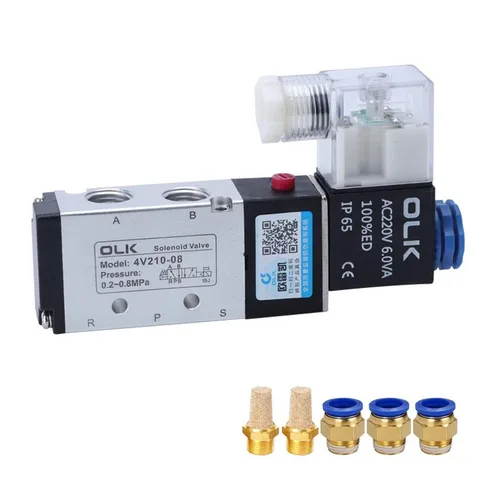 Válvula Solenoide neumática 4V110-06 4V210-08 4V310-10 4V410-15, 2 posiciones, 5 posiciones, DC12V DC24V AC110V AC220V