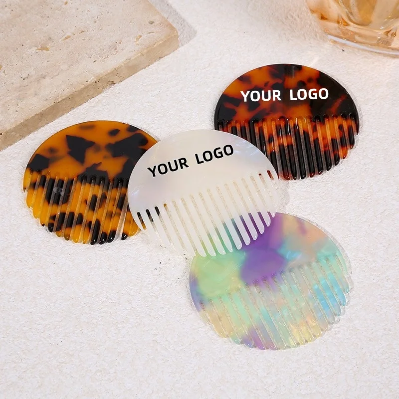 

【Logo Custom】50Pcs Customized Exquisite Handmade Round Acetic Acid Small Comb Small Batch Customized Wholesale Factory