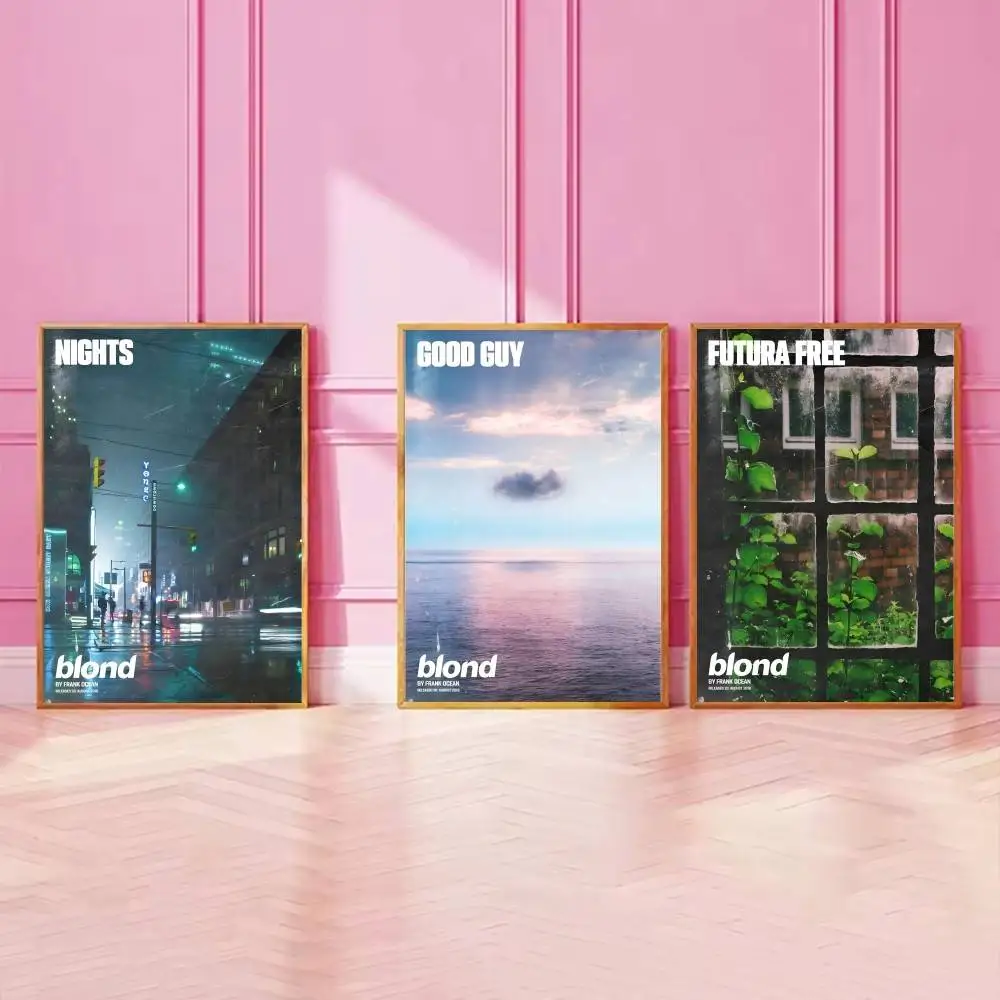 F-Frank-Ocean Blond Album Paper Poster Aesthetic Sunset Ocean City Street Photo Wall Print for Bedroom Music Studio Home Decor