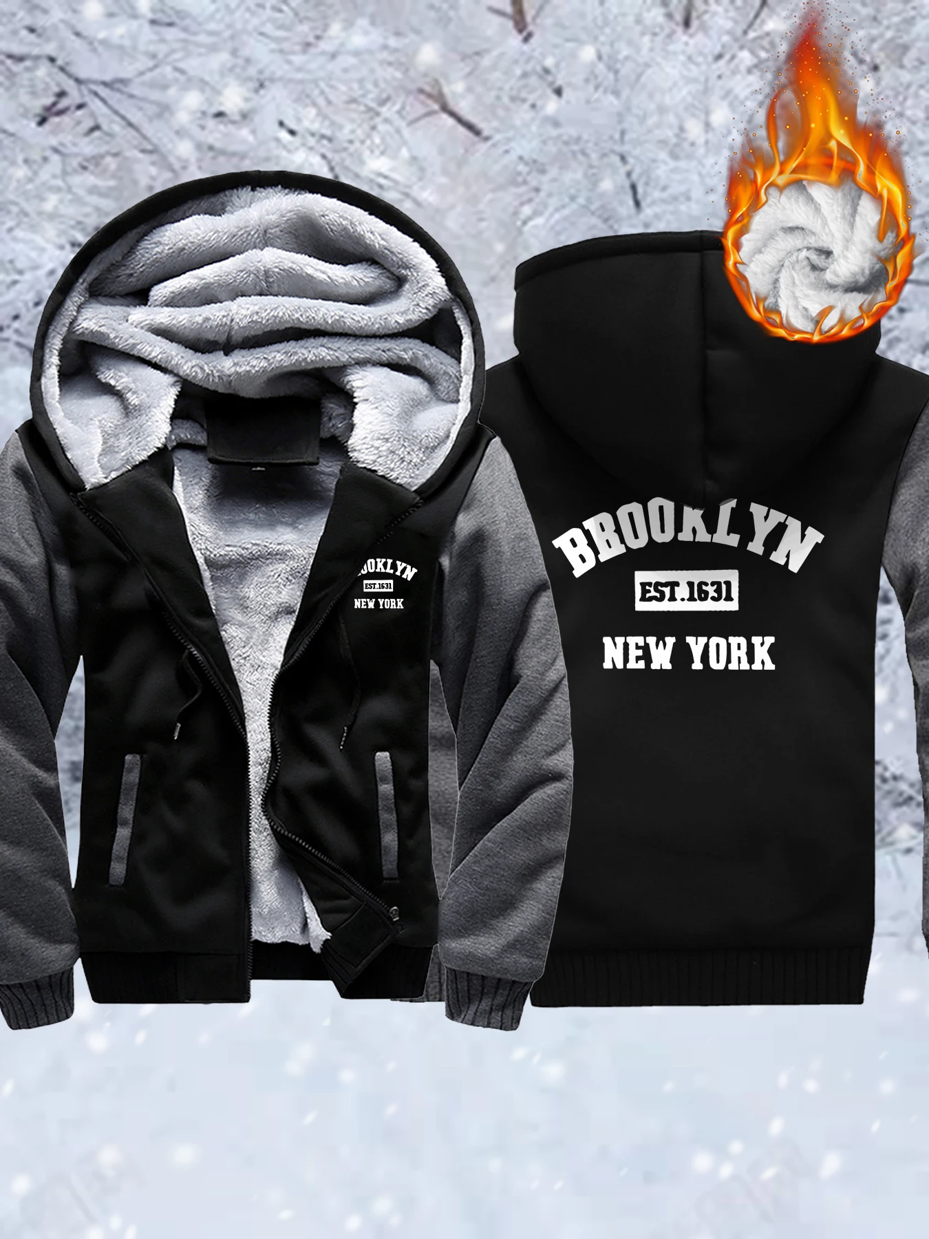 New York Brooklyn Est 1631, утепленная куртка с принтом, женские мягкие зимние свободные пальто, повседневная одежда больших размеров, флисовая уличная одежда на молнии