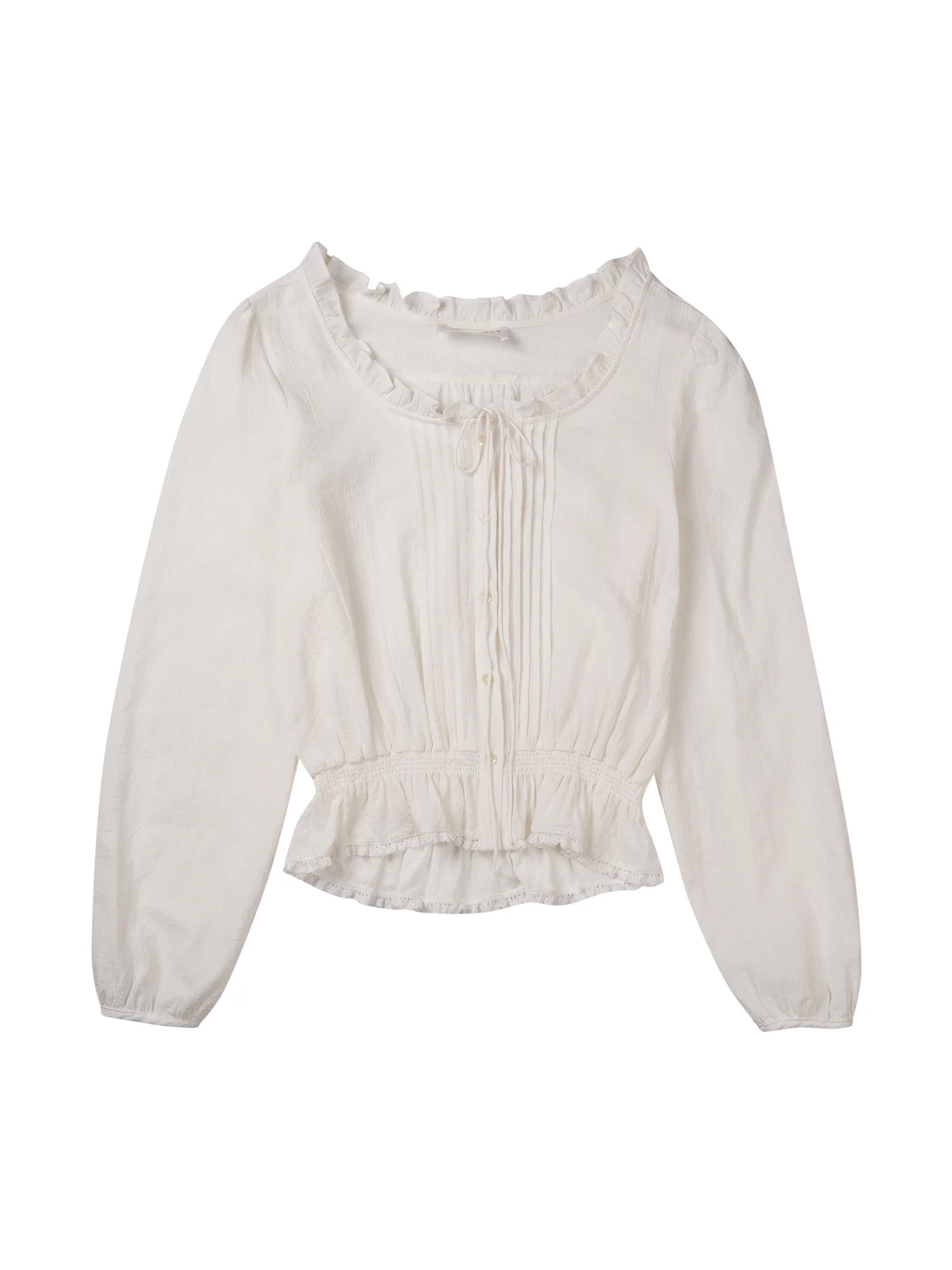 

Gentle Korean Style Long Sleeve Shirt Waist Cinched with Belt Lace Trim Shirt Sweet Top Dongdaemun Vegetable Home Sugar Family