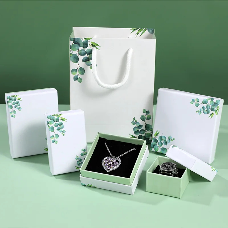 الأبيض ورقة صندوق مجوهرات سوار قلادة حلقة القرط صندوق اليدوية كرافت هدايا الزفاف علبة التعبئة والتغليف مجوهرات اكسسوارات #6