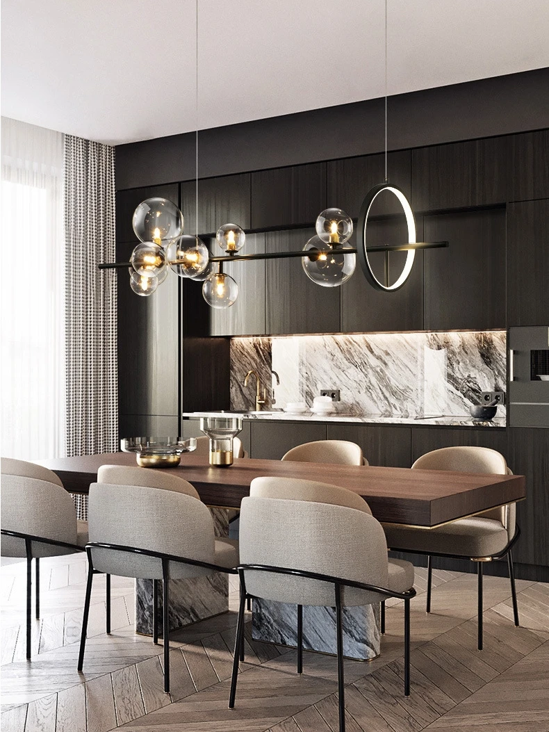 Nordic Led Chandelier Glass Ball For Table Dining Room Kitchen Bar Pendant Lamp House Decor Lusters Suspension Lighting
